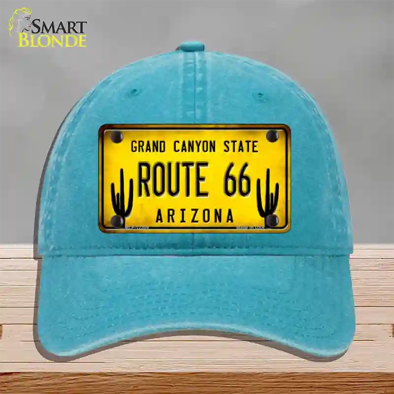 Arizona Route 66 Novelty License Plate Hat Unconstructed Cotton / Lake Blue