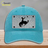 Bucking Bronco Novelty License Plate Hat Unconstructed Cotton / Lake Blue