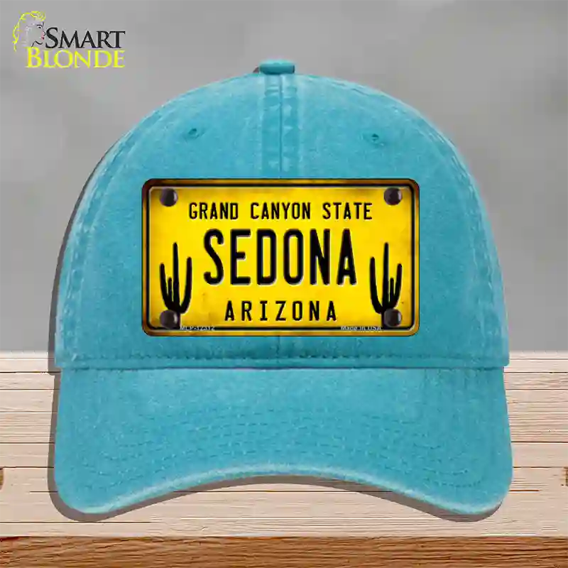 Arizona Sedona Novelty License Plate Hat Unconstructed Cotton / Lake Blue