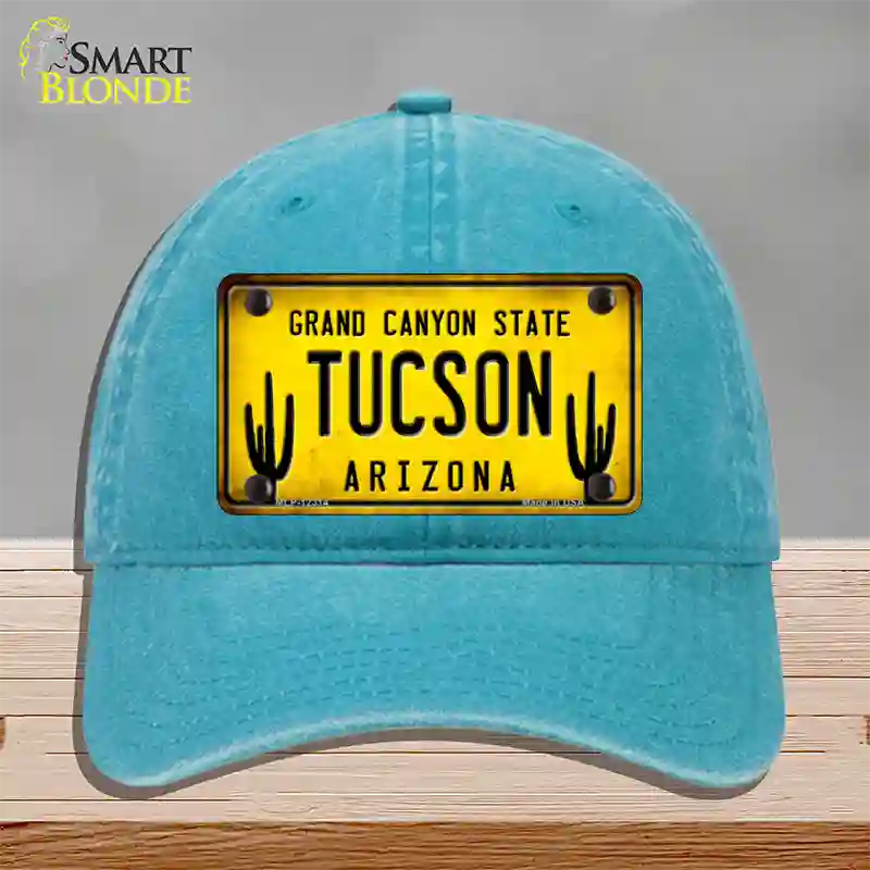 Arizona Tucson Novelty License Plate Hat Unconstructed Cotton / Lake Blue