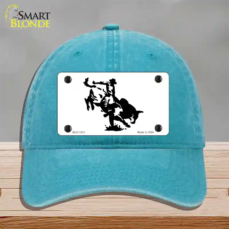 Bull Rider Novelty License Plate Hat Unconstructed Cotton / Lake Blue