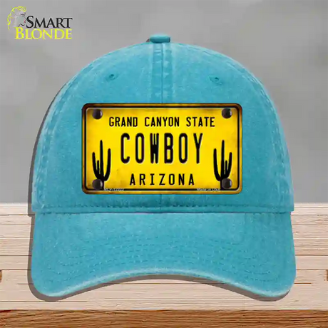 Arizona Cowboy Novelty License Plate Hat Unconstructed Cotton / Lake Blue