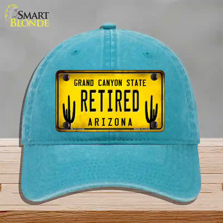 Arizona Retired Yellow Novelty License Plate Hat Unconstructed Cotton / Lake Blue