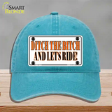 Ditch The Bitch Novelty License Plate Hat Unconstructed Cotton / Lake Blue