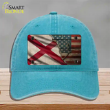 Alabama/American Flag Novelty License Plate Hat Unconstructed Cotton / Lake Blue