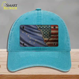 Alaska/American Flag Novelty License Plate Hat Unconstructed Cotton / Lake Blue