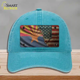 Arizona/American Flag Novelty License Plate Hat Unconstructed Cotton / Lake Blue