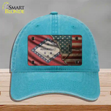 Arkansas/American Flag Novelty License Plate Hat Unconstructed Cotton / Lake Blue