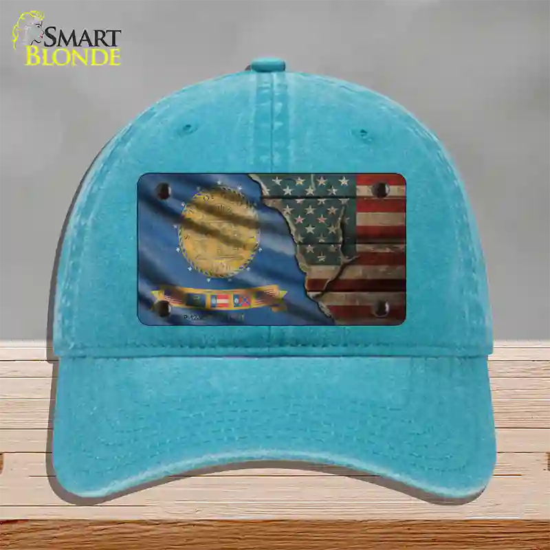 Georgia/American Flag Novelty License Plate Hat Unconstructed Cotton / Lake Blue