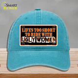 Lifes Too Short Novelty License Plate Hat Unconstructed Cotton / Lake Blue