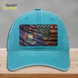 Michigan/American Flag Novelty License Plate Hat Unconstructed Cotton / Lake Blue