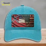 Mississippi/American Flag Novelty License Plate Hat Unconstructed Cotton / Lake Blue