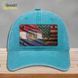 Missouri/American Flag Novelty License Plate Hat Unconstructed Cotton / Lake Blue