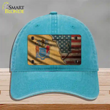 New Jersey/American Flag Novelty License Plate Hat Unconstructed Cotton / Lake Blue