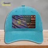 Pennsylvania/American Flag Novelty License Plate Hat Unconstructed Cotton / Lake Blue