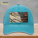 Rhode Island/American Flag Novelty License Plate Hat Unconstructed Cotton / Lake Blue