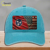 Tennessee/American Flag Novelty License Plate Hat Unconstructed Cotton / Lake Blue