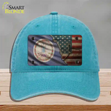 Virginia/American Flag Novelty License Plate Hat Unconstructed Cotton / Lake Blue