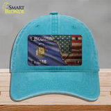 Wisconsin/American Flag Novelty License Plate Hat Unconstructed Cotton / Lake Blue