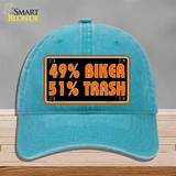 49% Biker 51% Trash Novelty License Plate Hat Unconstructed Cotton / Lake Blue