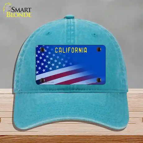 California with Blue California Plate Novelty License Plate Hat Unconstructed Cotton / Lake Blue