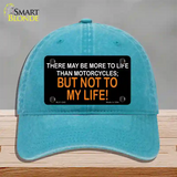 More To Life Than Motorcycles Novelty License Plate Hat Unconstructed Cotton / Lake Blue