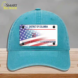 District of Columbia with American Flag Novelty License Plate Hat Unconstructed Cotton / Lake Blue