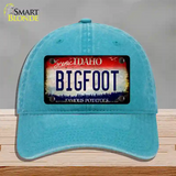 Bigfoot Idaho Novelty License Plate Hat Unconstructed Cotton / Lake Blue