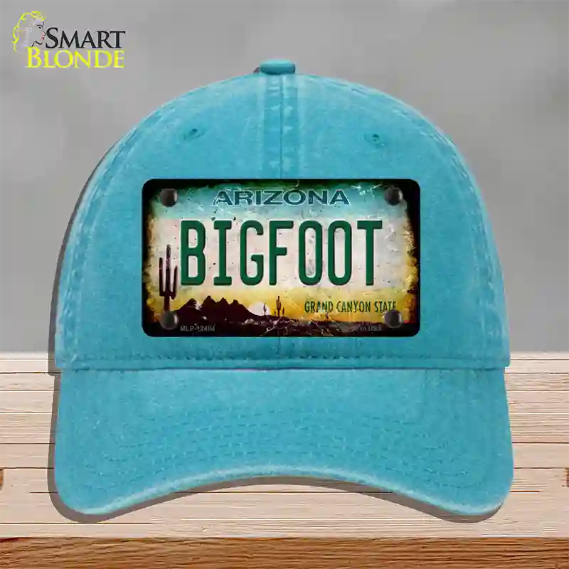 Bigfoot Arizona Novelty License Plate Hat Unconstructed Cotton / Lake Blue