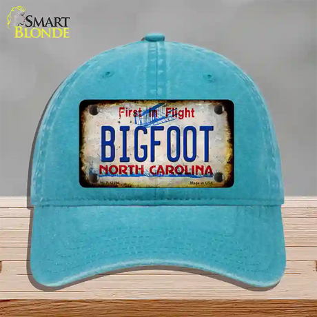 Bigfoot North Carolina Novelty License Plate Hat Tag Unconstructed Cotton / Lake Blue