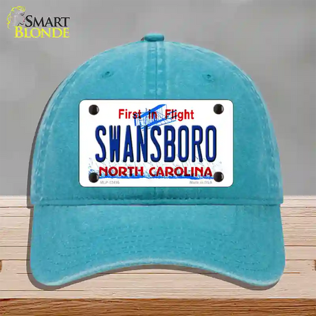 Swansboro North Carolina Novelty License Plate Hat Unconstructed Cotton / Lake Blue