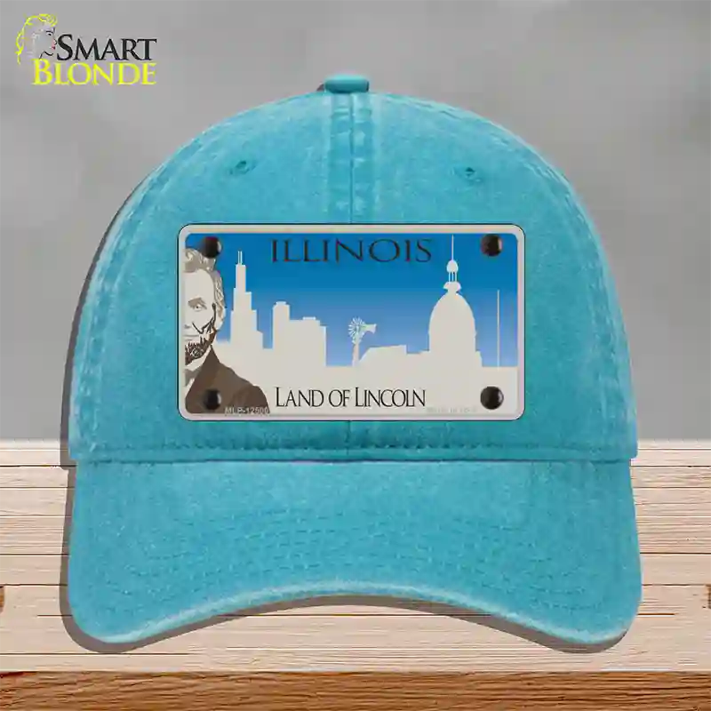 Illinois Blank Novelty License Plate Hat Unconstructed Cotton / Lake Blue