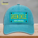 Green Chile New Mexico Green Novelty License Plate Hat Unconstructed Cotton / Lake Blue