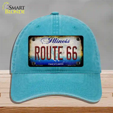 Route 66 Illinois Rusty Novelty License Plate Hat Unconstructed Cotton / Lake Blue