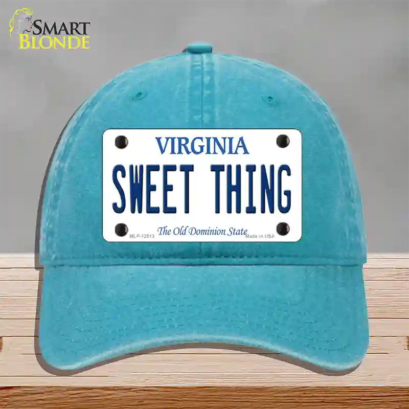 Sweet Thing Virginia Novelty License Plate Hat Unconstructed Cotton / Lake Blue