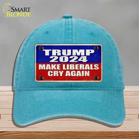 Trump Make Liberals Cry Again Novelty License Plate Hat Unconstructed Cotton / Lake Blue