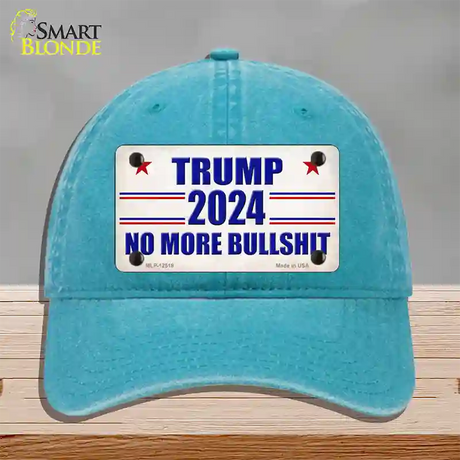 Trump 2024 No More Bullshit Novelty License Plate Hat Unconstructed Cotton / Lake Blue