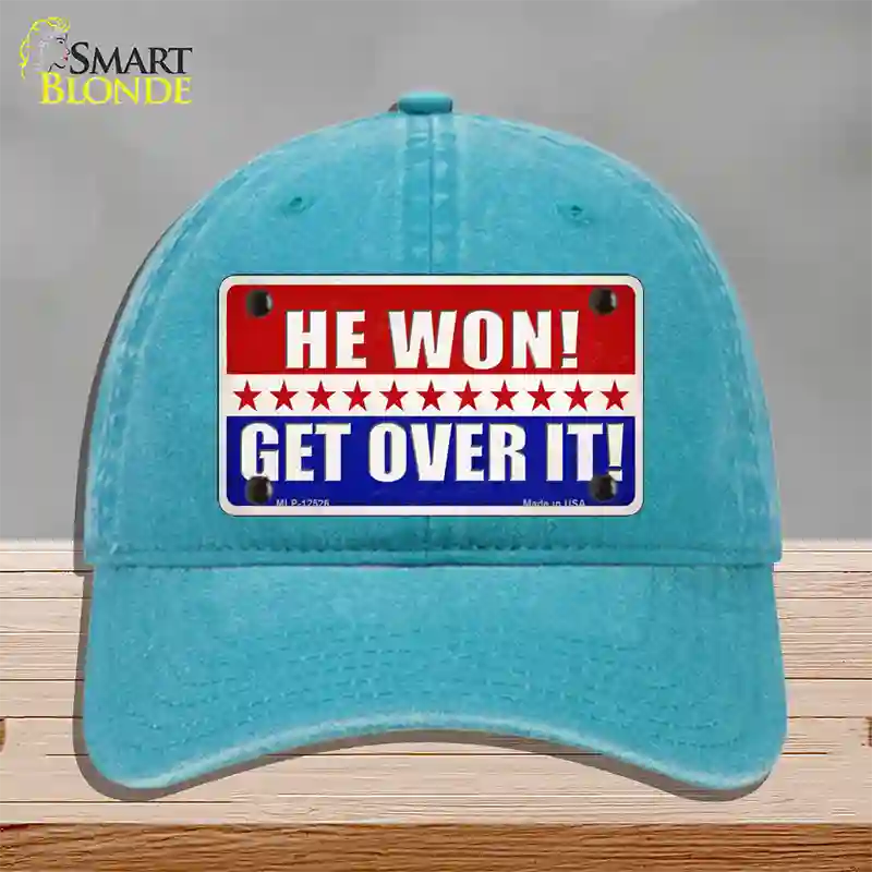 Trump Won Get Over It Novelty License Plate Hat Unconstructed Cotton / Lake Blue