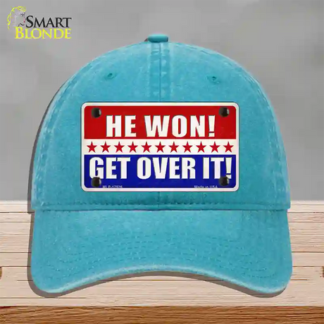 Trump Won Get Over It Novelty License Plate Hat Unconstructed Cotton / Lake Blue