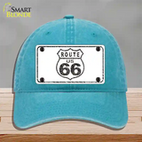 Route 66 Distressed Novelty License Plate Hat Unconstructed Cotton / Lake Blue