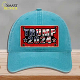 Trump 2024 Flag Novelty License Plate Hat Unconstructed Cotton / Lake Blue