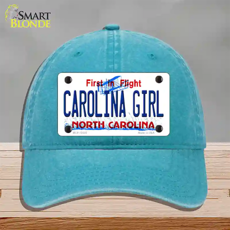 Carolina Girl North Carolina Novelty License Plate Hat Unconstructed Cotton / Lake Blue