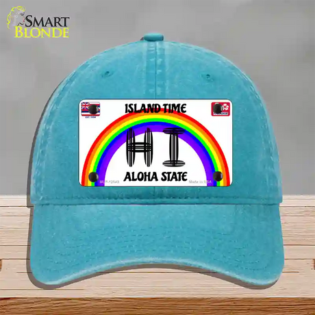 Hawaii Surfboard Novelty License Plate Hat Unconstructed Cotton / Lake Blue