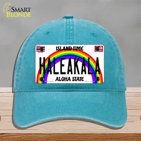 Haleakala Hawaii Novelty License Plate Hat Unconstructed Cotton / Lake Blue