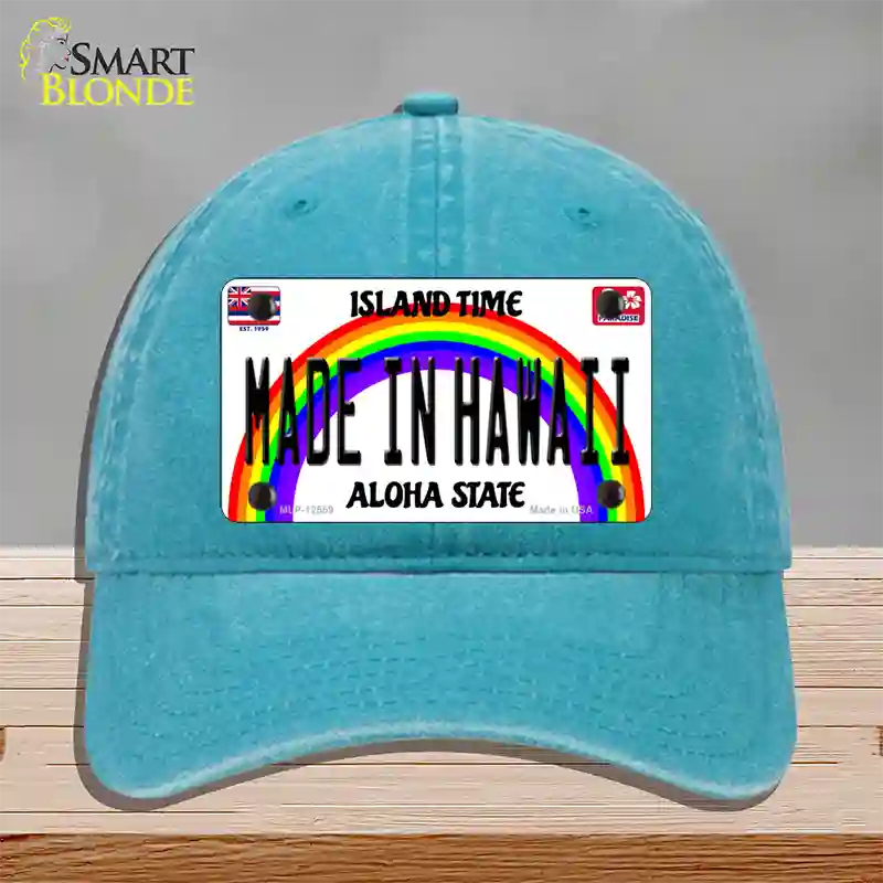 Made In Hawaii Novelty License Plate Hat Unconstructed Cotton / Lake Blue