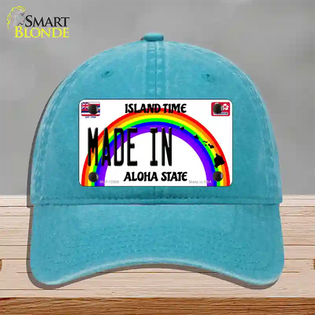 Made In Hawaii Silhouette Novelty License Plate Hat Unconstructed Cotton / Lake Blue