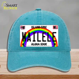 Wailele Hawaii Novelty License Plate Hat Unconstructed Cotton / Lake Blue