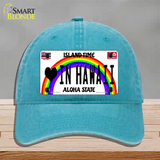 Love In Hawaii Novelty License Plate Hat Unconstructed Cotton / Lake Blue