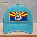 Route 66 Arizona State Flag Novelty License Plate Hat Unconstructed Cotton / Lake Blue