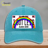 I Got Leid Hawaii Novelty License Plate Hat Unconstructed Cotton / Lake Blue